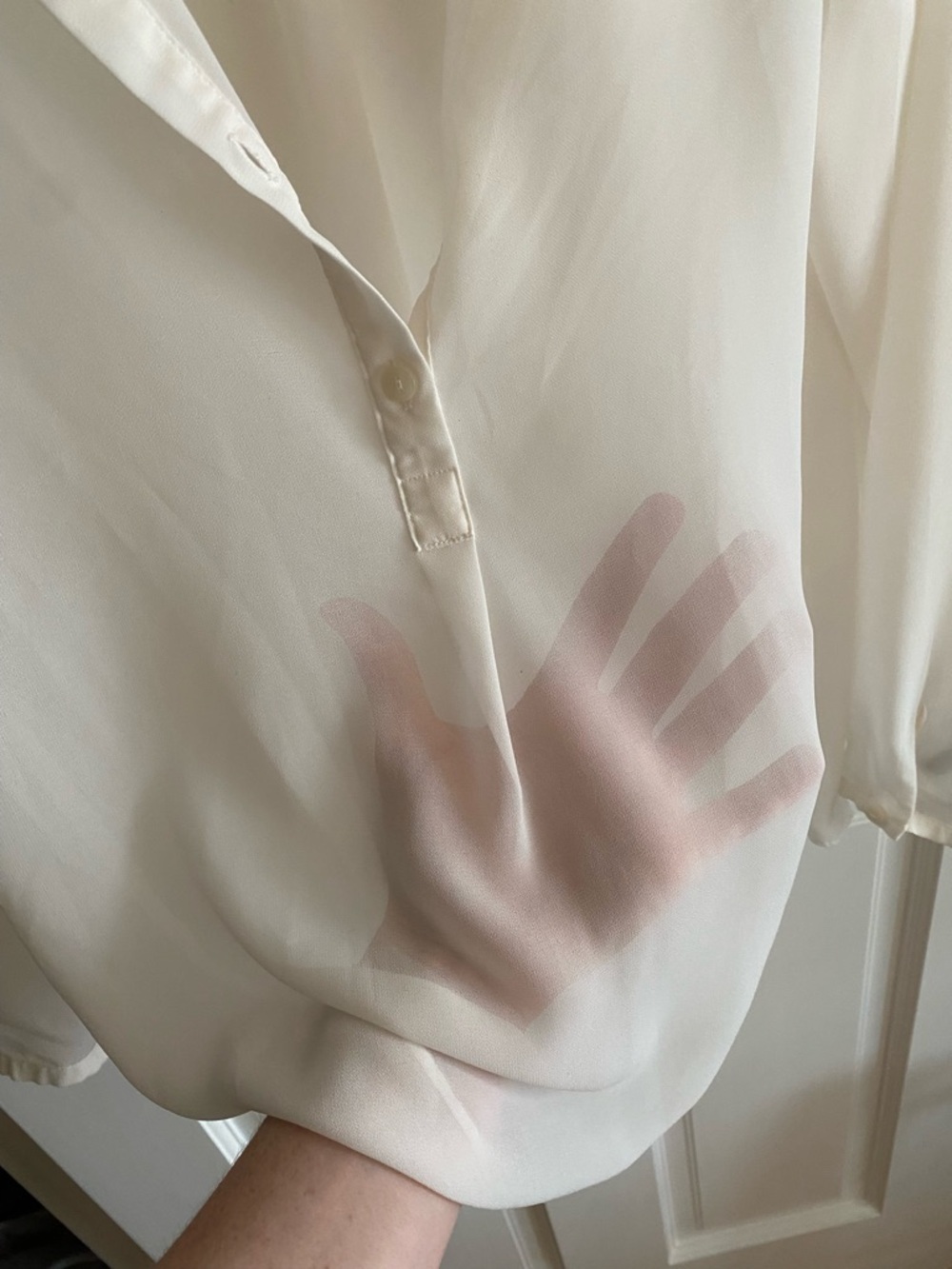 Uniqlo sheer white blouse - Picture 4 of 6